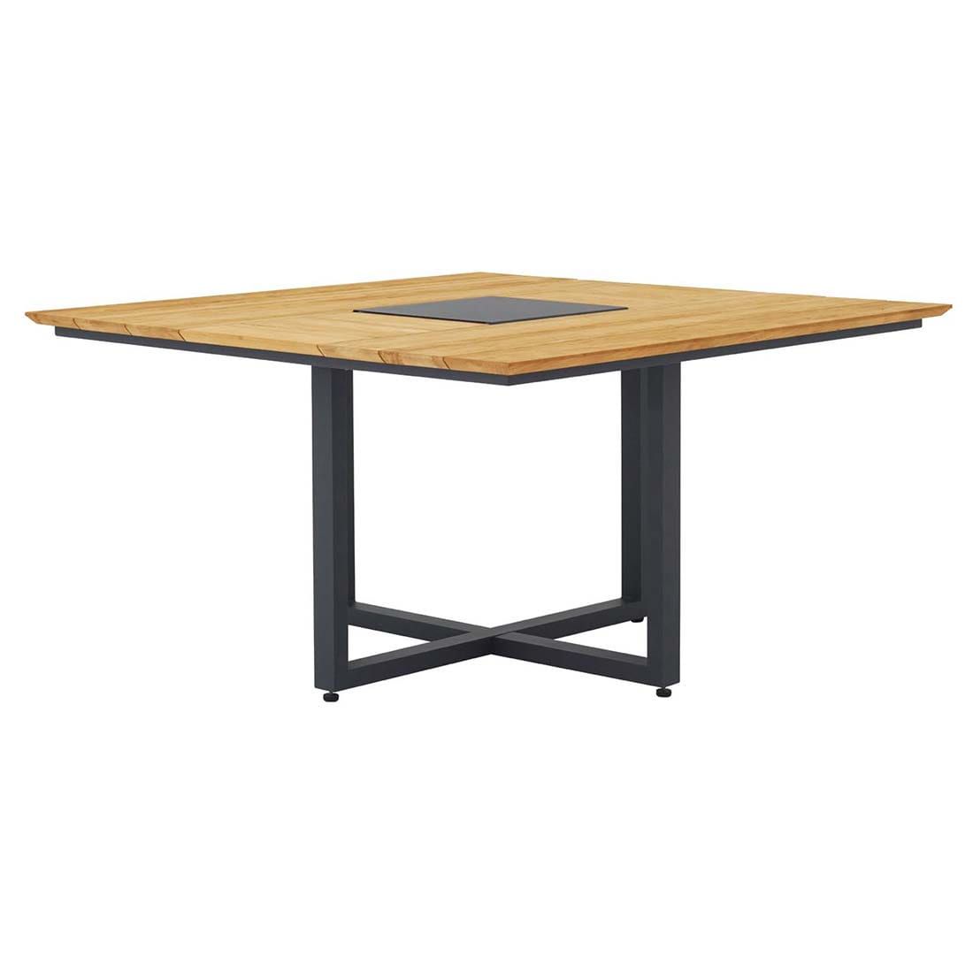 Hagemøbelsett Quadux 8 plasser, aluminium teak 140x140 cm - Zebra bakside