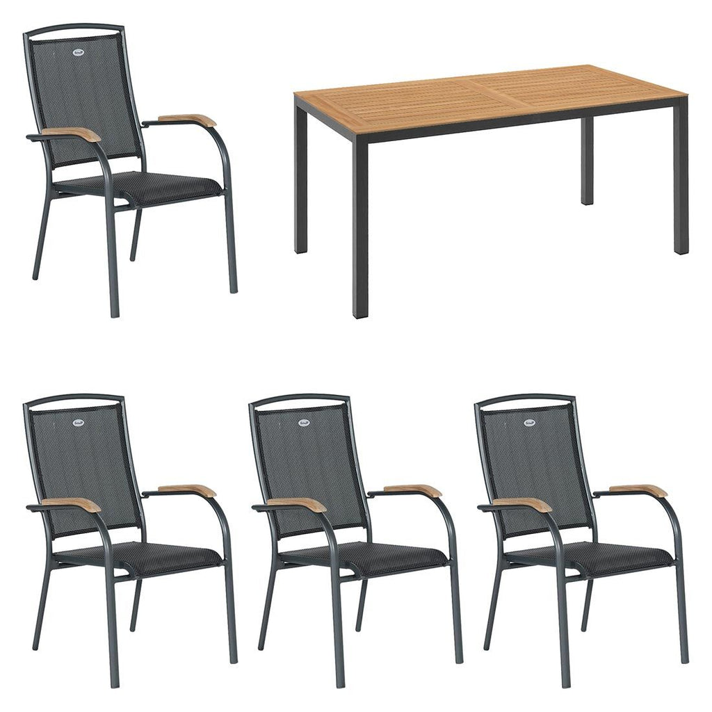 Hagemøbelsett Raffaelo 4 plasser aluminium teak forfra
