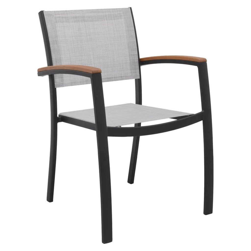 Stabelbare stoler i Hagemøbelsett Ragusa 4 plasser aluminium/akasie 180x100 cm