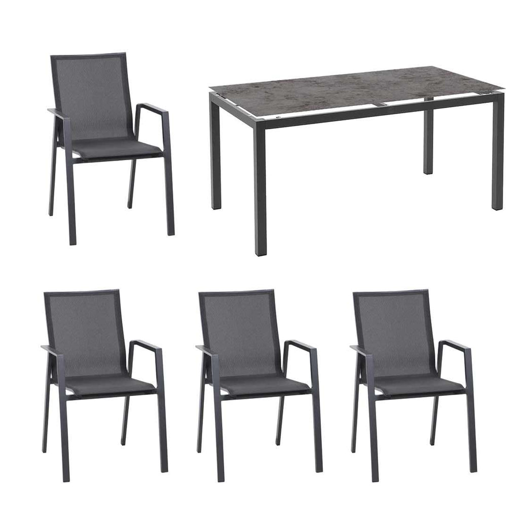 Hagemøbelsett Reno 4 plasser aluminium textilen 160x90 cm - Siena Garden forfra