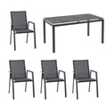 Hagemøbelsett Reno 4 plasser aluminium textilen 160x90 cm - Siena Garden forfra