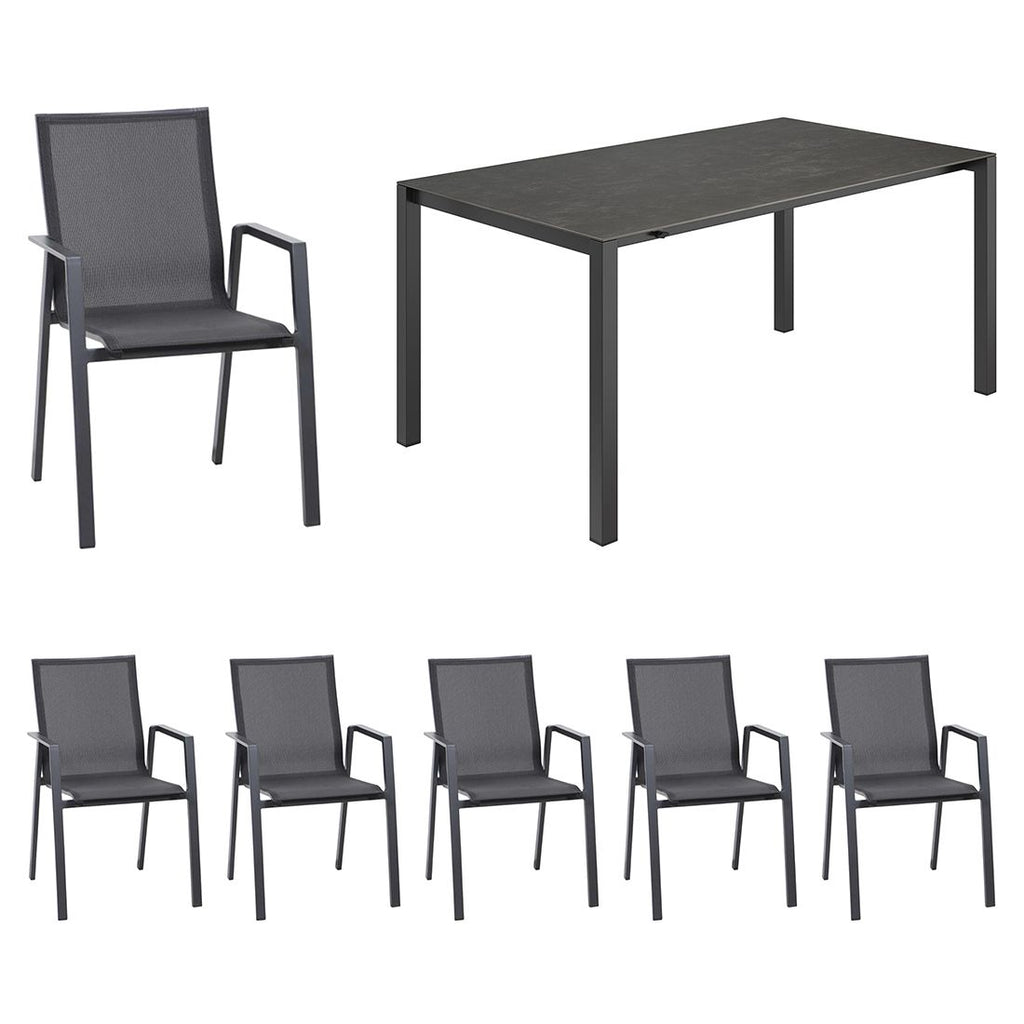 Hagemøbelsett Reno 6 plasser aluminium forfra