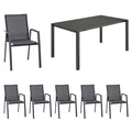 Hagemøbelsett Reno 6 plasser aluminium forfra