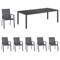 Hagemøbelsett Reno 6 plasser aluminium 220x100 cm - Siena Garden forfra