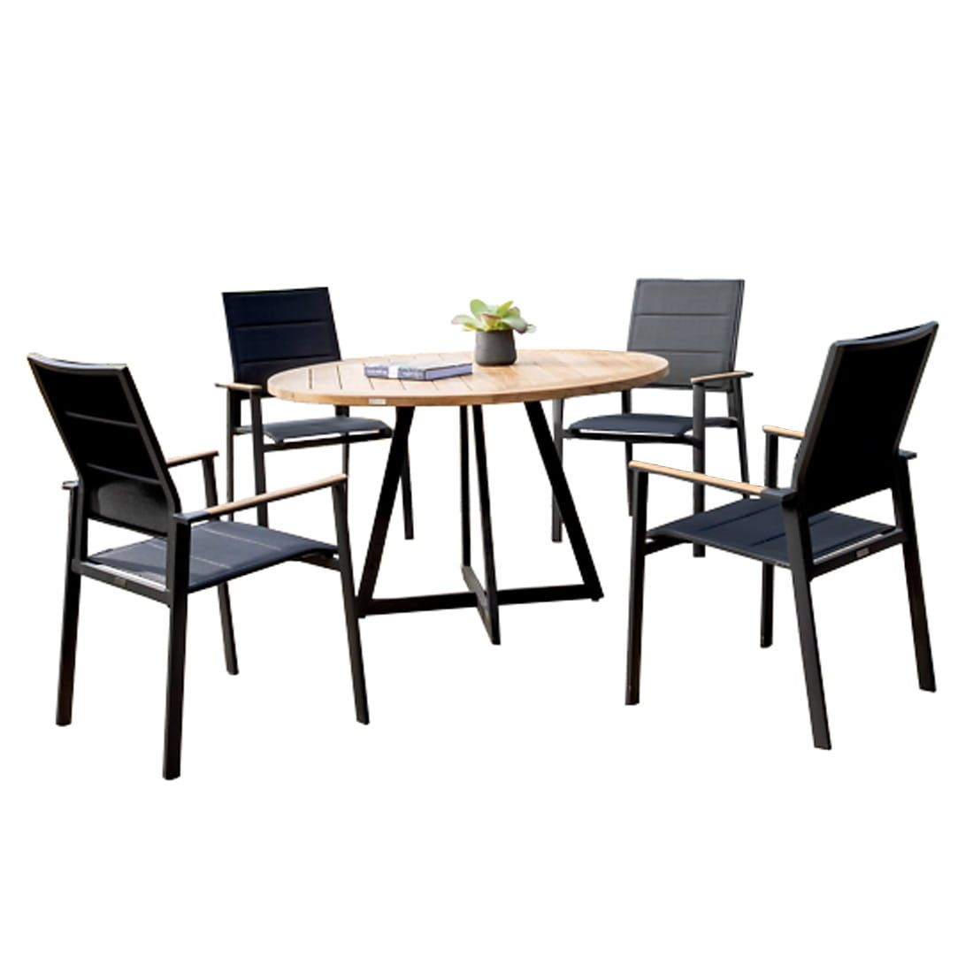 Hagemøbelsett Revent 4 plasser aluminium teak foran