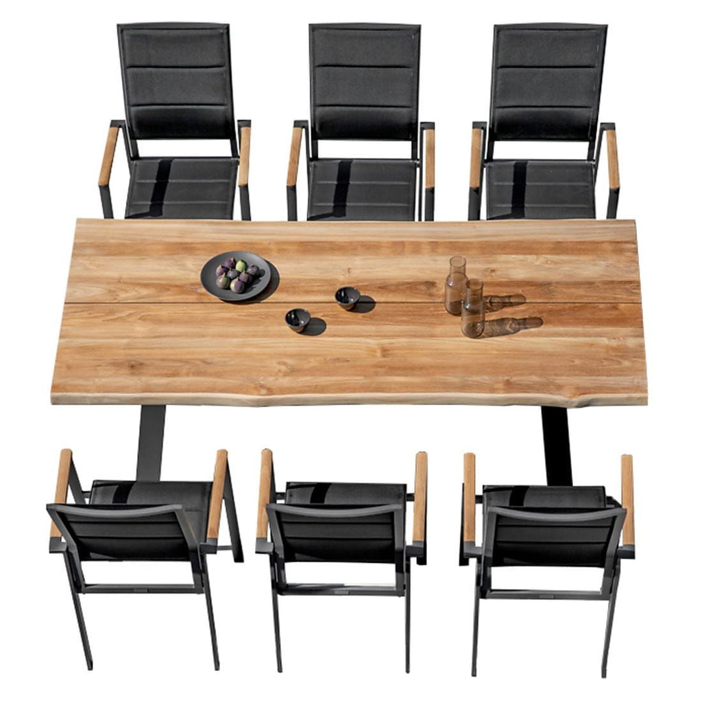Hagemøbelsett Revent 6 plasser aluminium og teak forfra