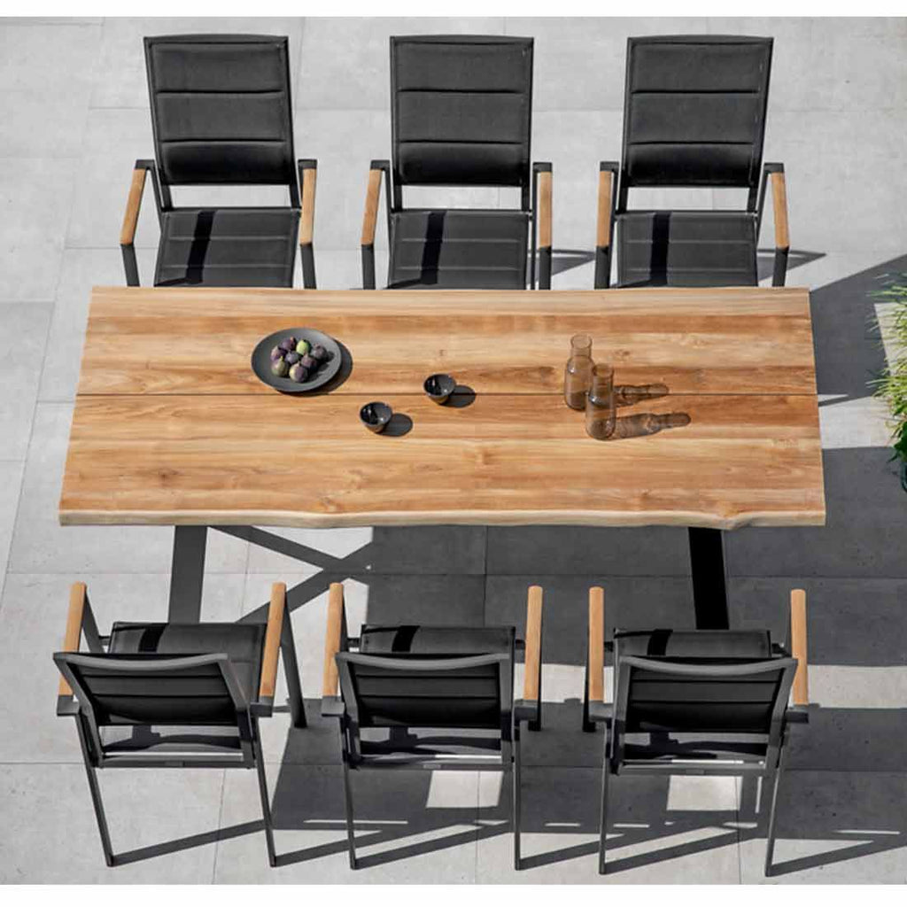 Hagemøbelsett Revent 6 plasser aluminium og teak bakside