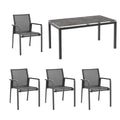 Hagemøbelsett Rhodos 4 plasser aluminium 160x90 cm forfra
