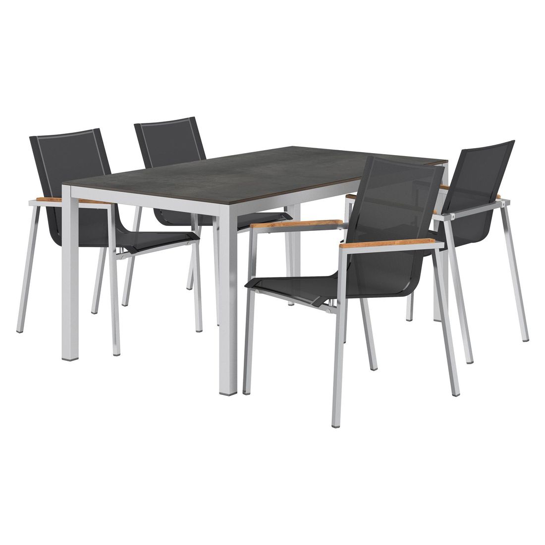 Hagemøbelsett Rimini 4 plasser, HPL og textilen 160x90 cm - OUTLIV bakside