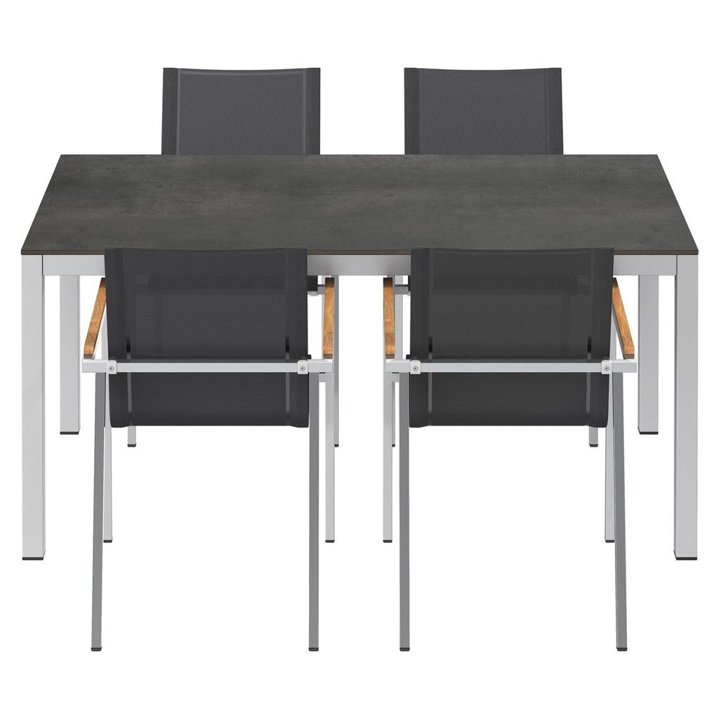 Montert Hagemøbelsett Rimini 4 plasser, HPL og textilen 160x90 cm - OUTLIV i utemiljø