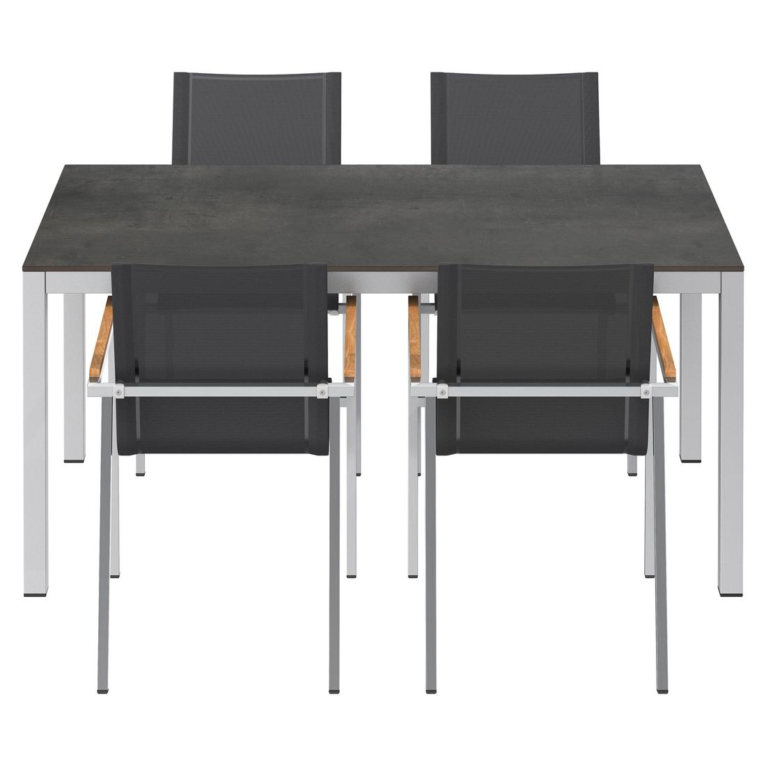 Montert Hagemøbelsett Rimini 4 plasser, HPL og textilen 160x90 cm - OUTLIV i utemiljø