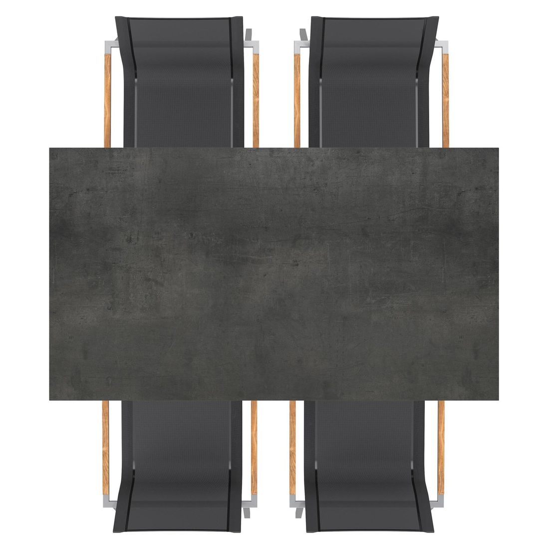 Nærbilde av tekstilen sete på Hagemøbelsett Rimini 4 plasser, HPL og textilen 160x90 cm - OUTLIV