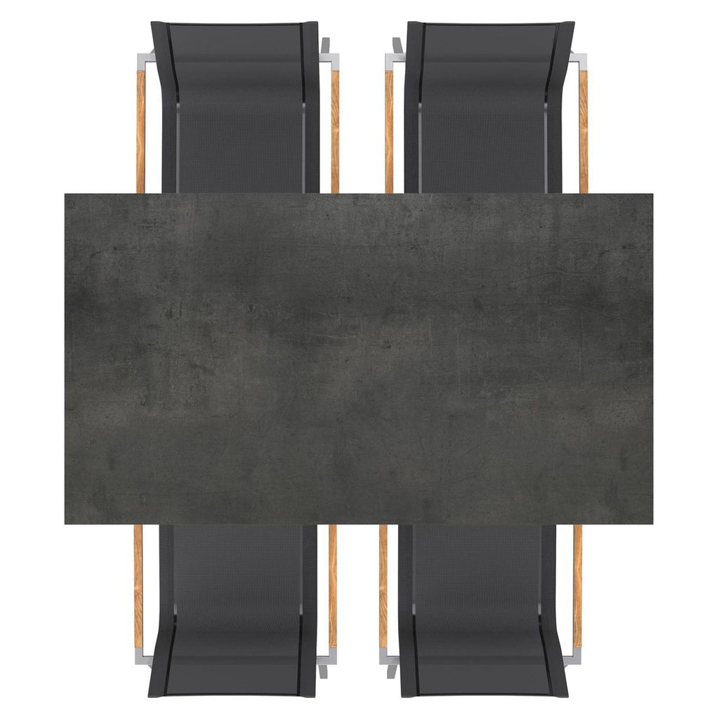 Nærbilde av tekstilen sete på Hagemøbelsett Rimini 4 plasser, HPL og textilen 160x90 cm - OUTLIV