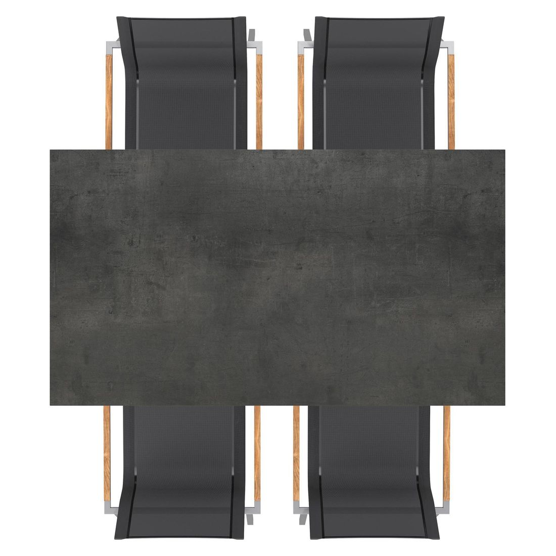 Nærbilde av tekstilen sete på Hagemøbelsett Rimini 4 plasser, HPL og textilen 160x90 cm - OUTLIV