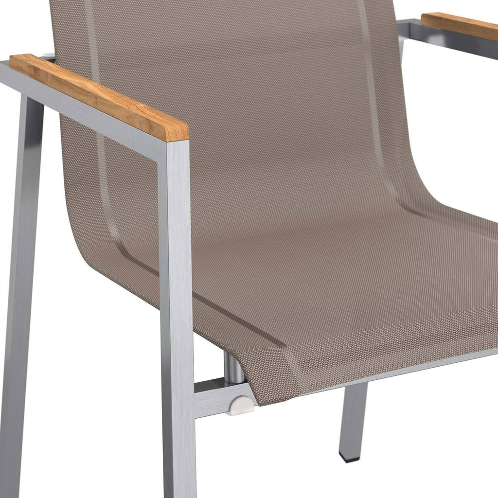Hagemøbelsett Rimini 4 plasser HPL og textilen taupe helhetsbilde