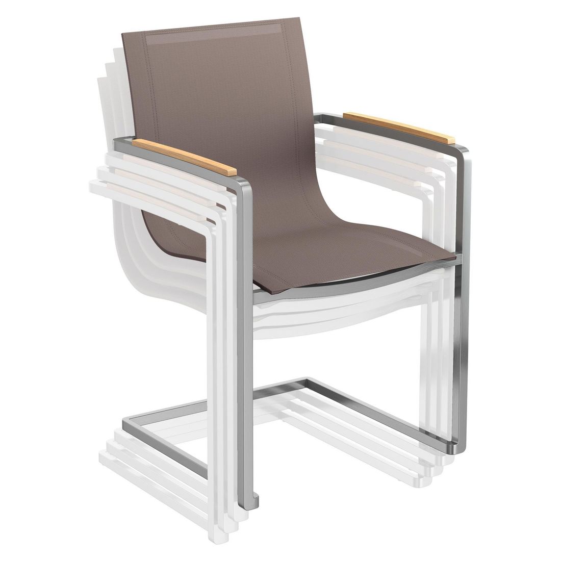Hagemøbelsett Rimini 4 plasser, rustfritt stål/HPL taupe 160x90 cm - OUTLIV.