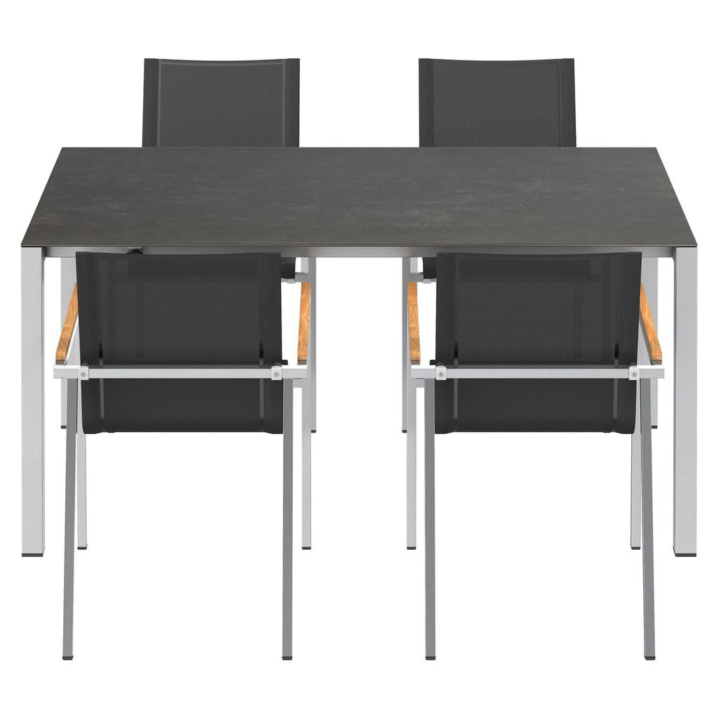 Hagemøbelsett Rimini 4 plasser, uttrekkbart bord 160-267x92 cm - OUTLIV nærbilde av stol