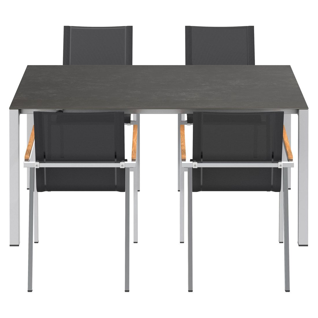 Hagemøbelsett Rimini 4 plasser, uttrekkbart bord 160-267x92 cm - OUTLIV nærbilde av stol