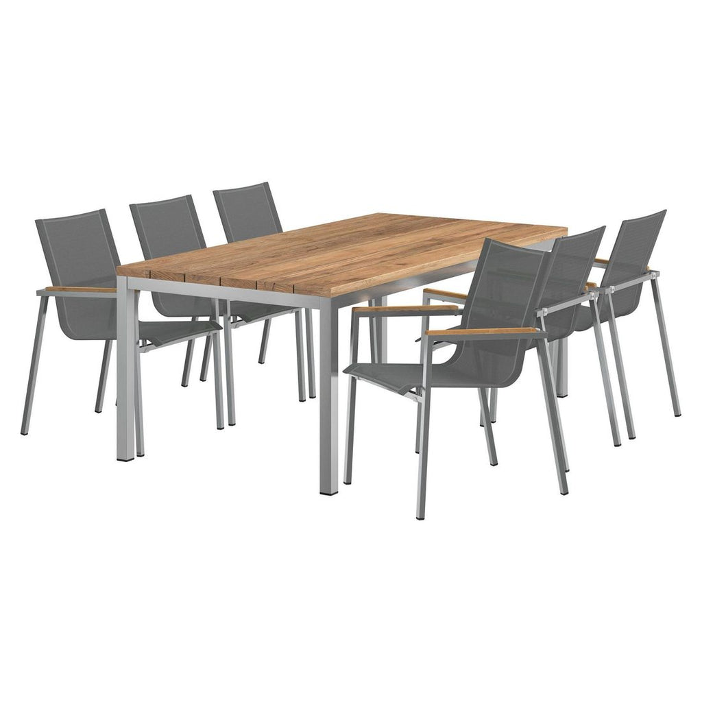 Hagemøbelsett Rimini 6 plasser rustfritt stål 200x100 cm - OUTLIV bakside