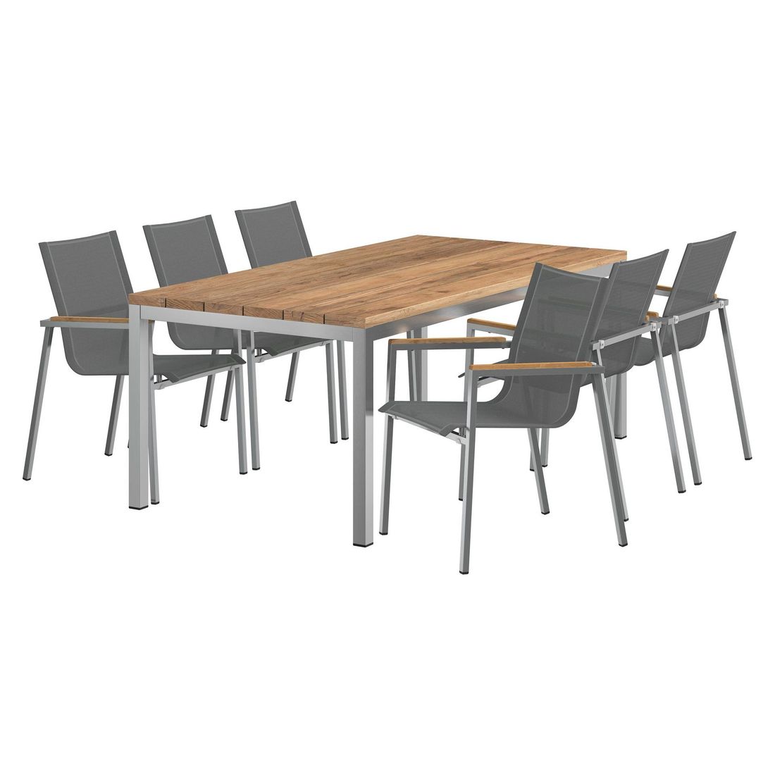 Hagemøbelsett Rimini 6 plasser rustfritt stål 200x100 cm - OUTLIV bakside