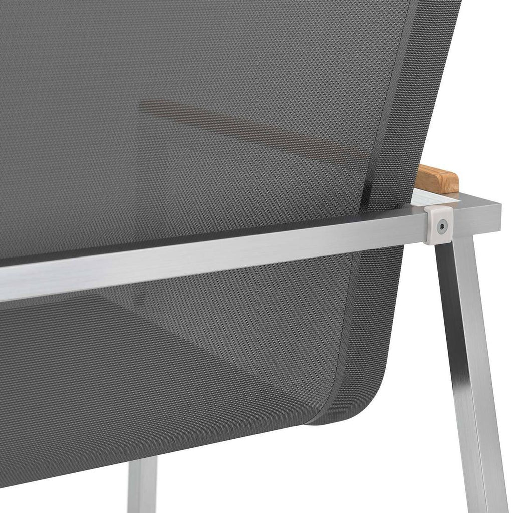 Hagemøbelsett Rimini 6 plasser rustfritt stål 200x100 cm - OUTLIV nærbilde av tekstilene stoff