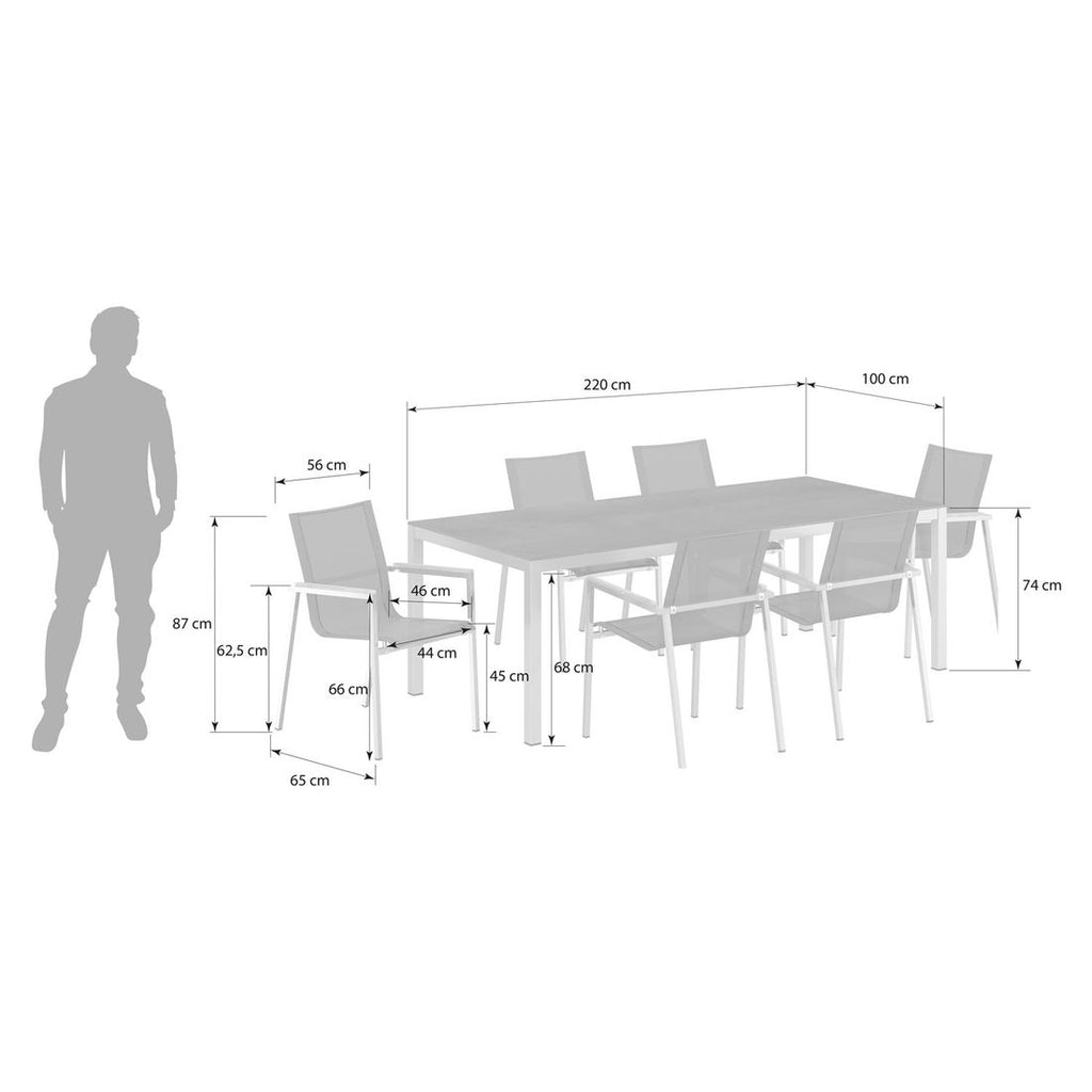 Detalj av tekstilene sitteflate på Hagemøbelsett Rimini