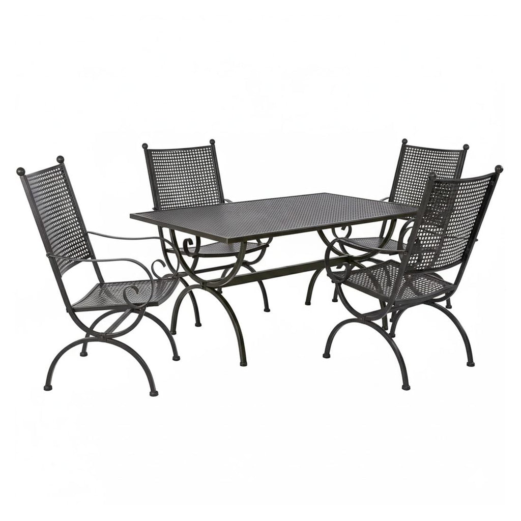Hagemøbelsett Romeo Elegance 4 plasser smijern montert på terrasse