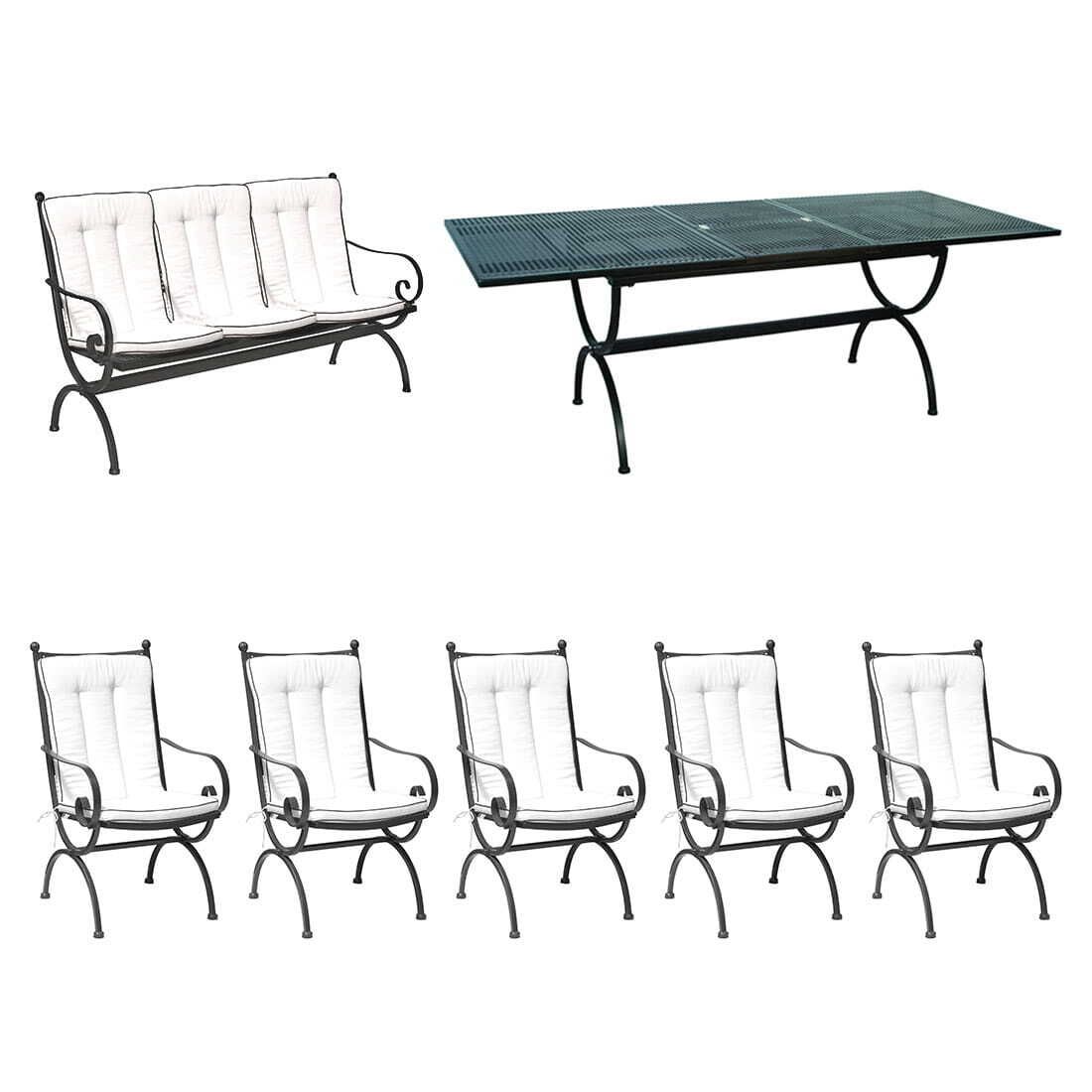 Hagemøbelsett Romeo Elegance 8 plasser smijern forfra
