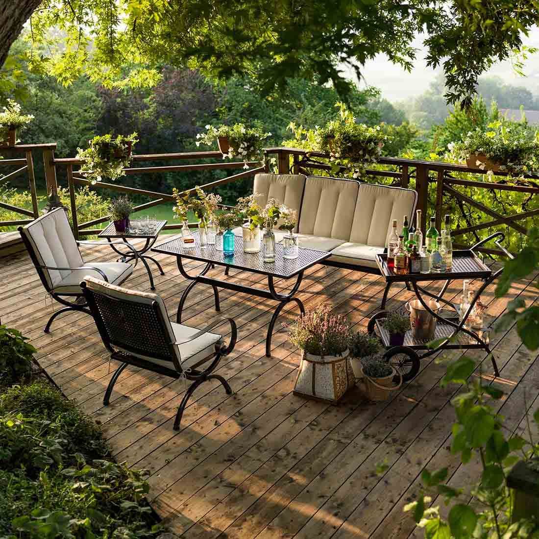 Hagemøbelsett Romeo M 5 plasser, jern 135x70 cm forfra