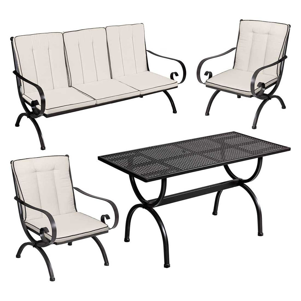 Hagemøbelsett Romeo M 5 plasser, jern 135x70 cm samlet oversikt