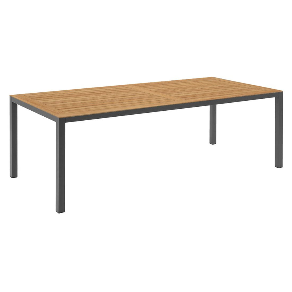 Detalj av bordplate i teak på Hagemøbelsett Rondo 6 plasser aluminium teak 220x100 cm - Siena Garden