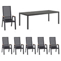 Hagemøbelsett Rondo 7-delers aluminium HPL 220x100 cm forfra