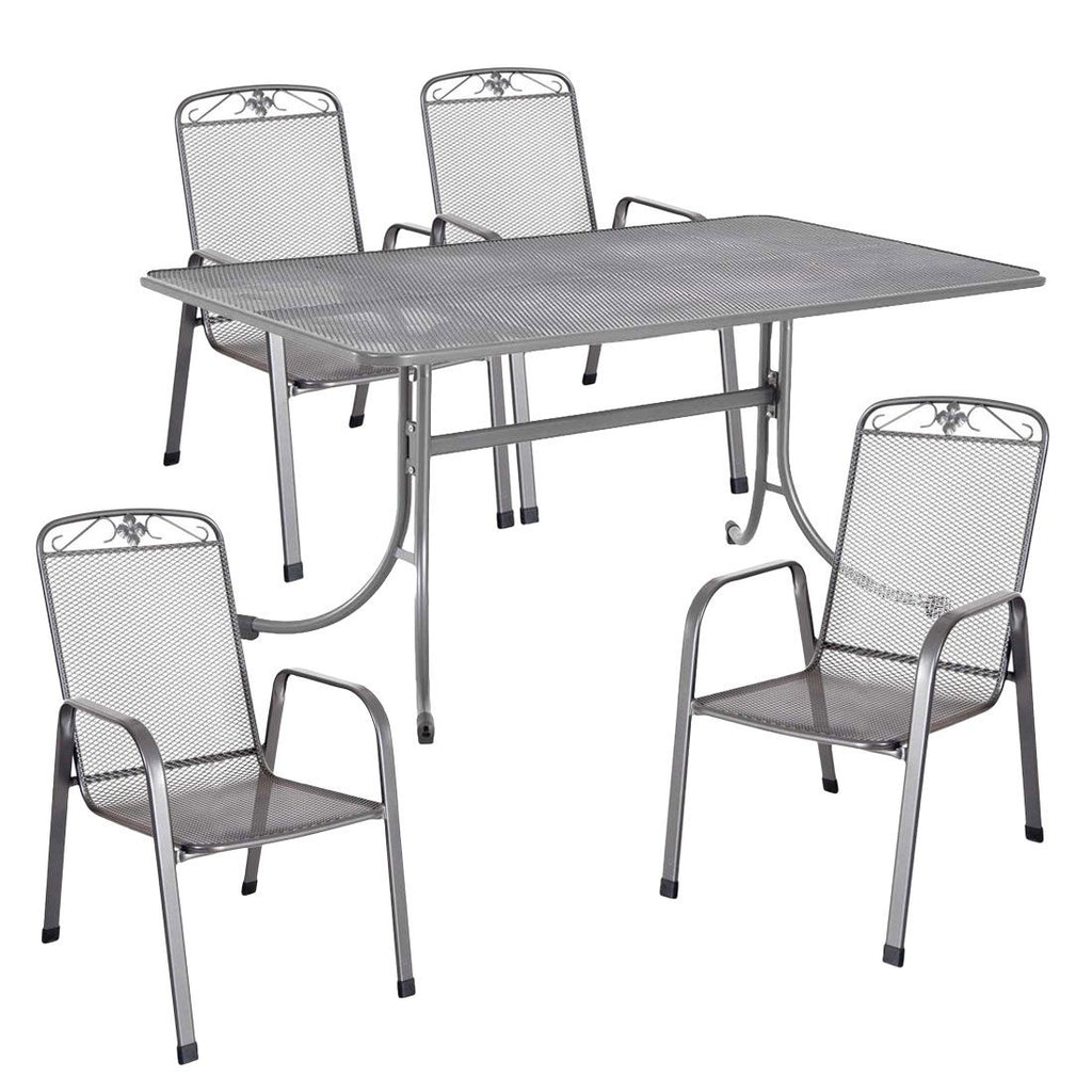 Hagemøbelsett Savoy 4 plasser metall bord forfra