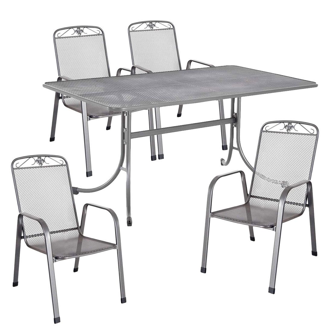 Hagemøbelsett Savoy 4 plasser metall bord forfra