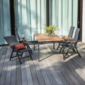 Hagemøbelsett Sleek 4 plasser, klappbart aluminium 160x95 cm forfra