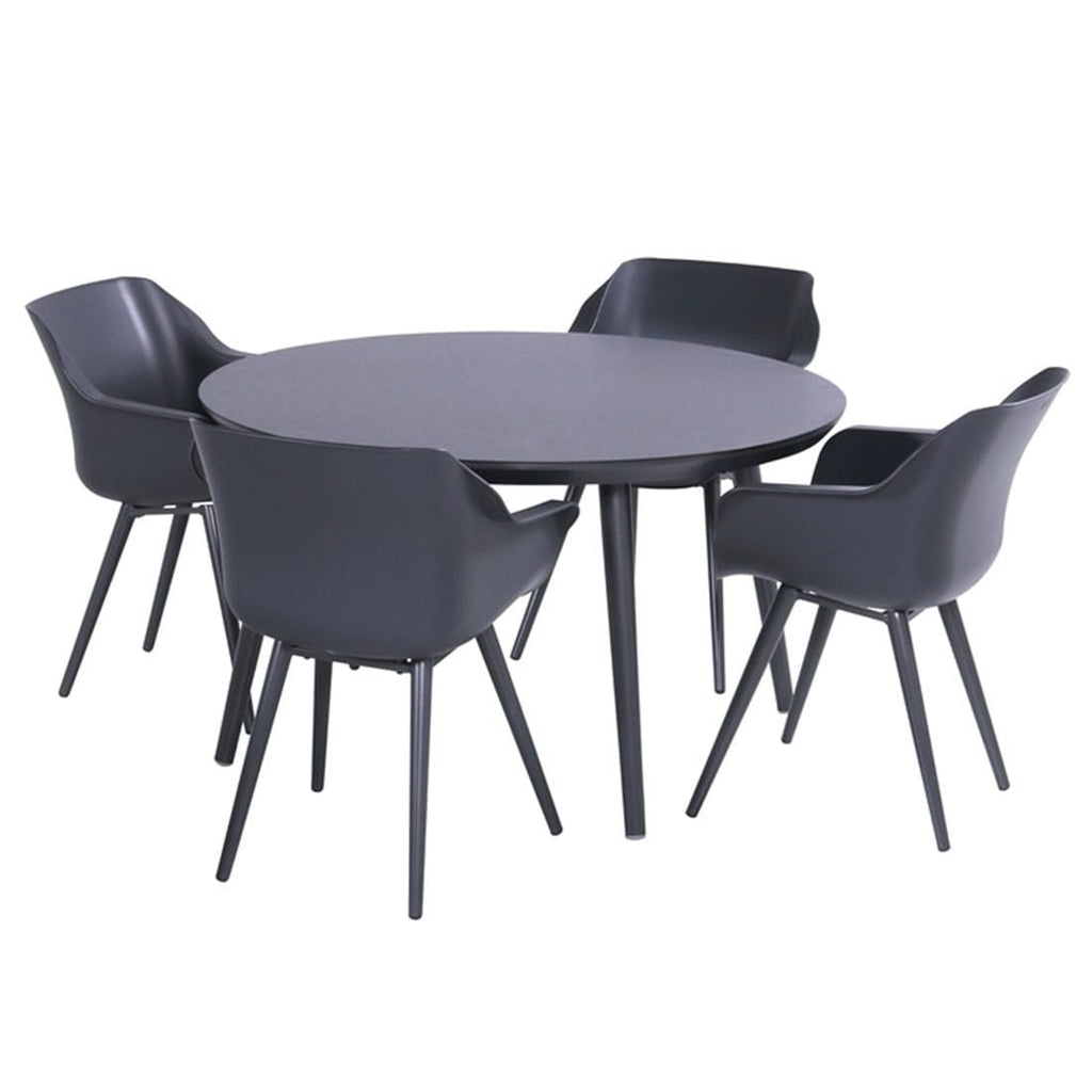 Hagemøbelsett Sophie Studio 4 plasser HPL Ø128 cm bakside