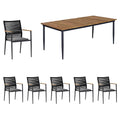 Hagemøbelsett Spider 6 plasser aluminium/teak - forfra
