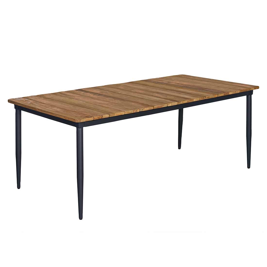 Hagemøbelsett Spider 6 plasser aluminium/teak - detalj av bordplate i teak