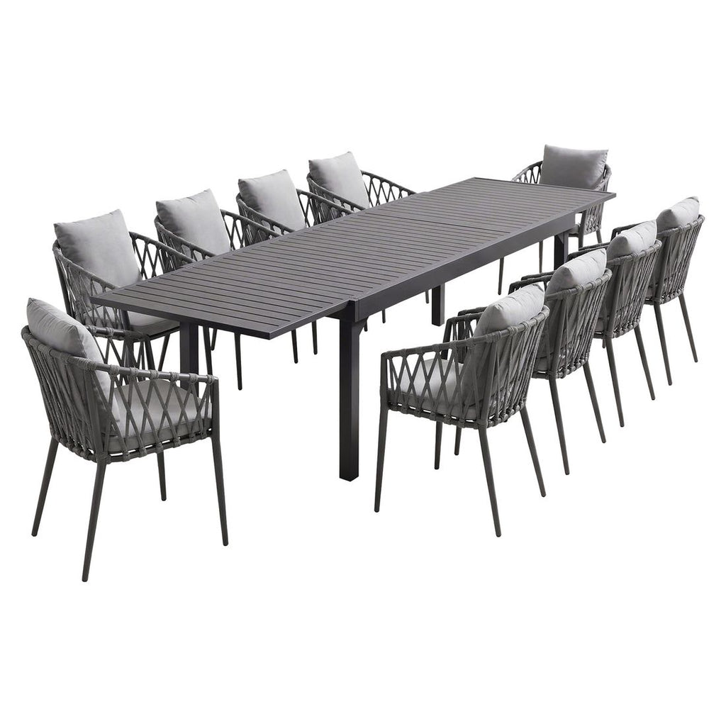 Hagemøbelsett Sunrepo 10 plasser aluminium tau bakside