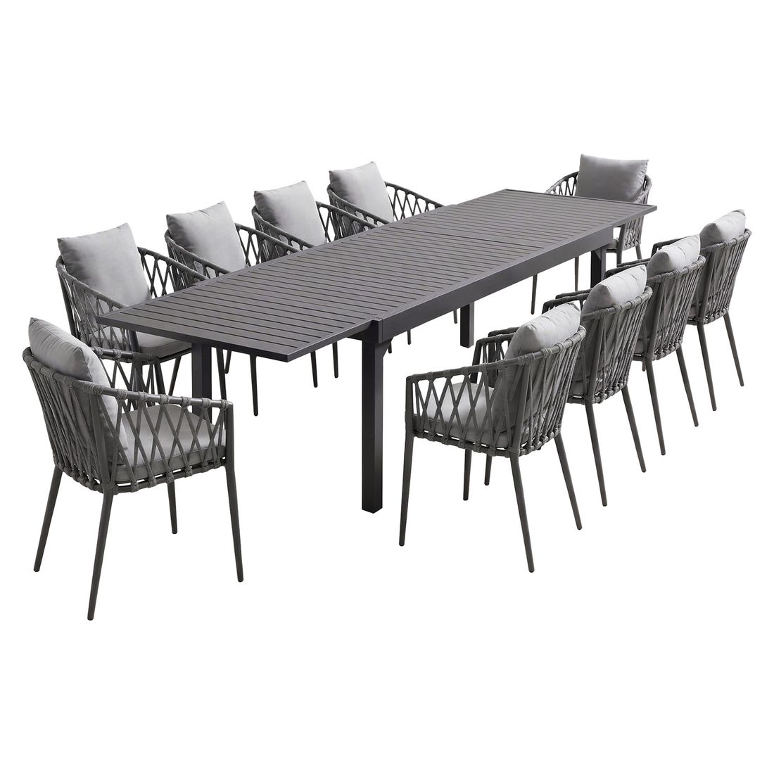 Hagemøbelsett Sunrepo 10 plasser aluminium tau bakside