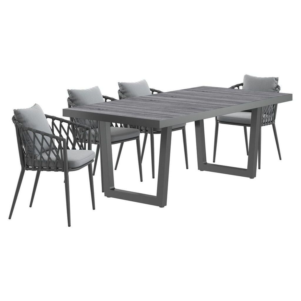 Hagemøbelsett Sunrepo 4 plasser aluminium og tau bakside