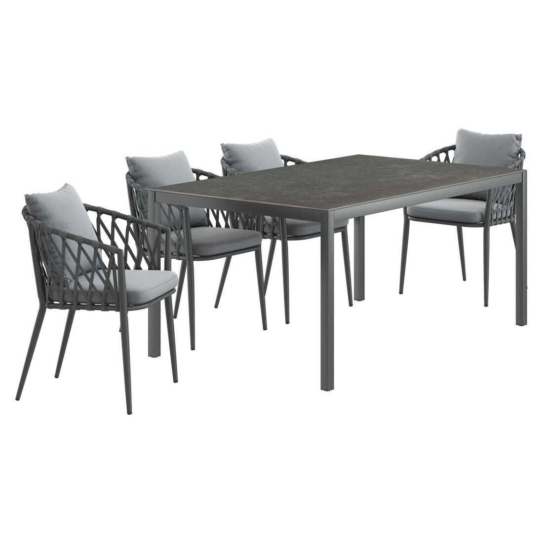 Hagemøbelsett Sunrepo 4 plasser, aluminium/tau bakside