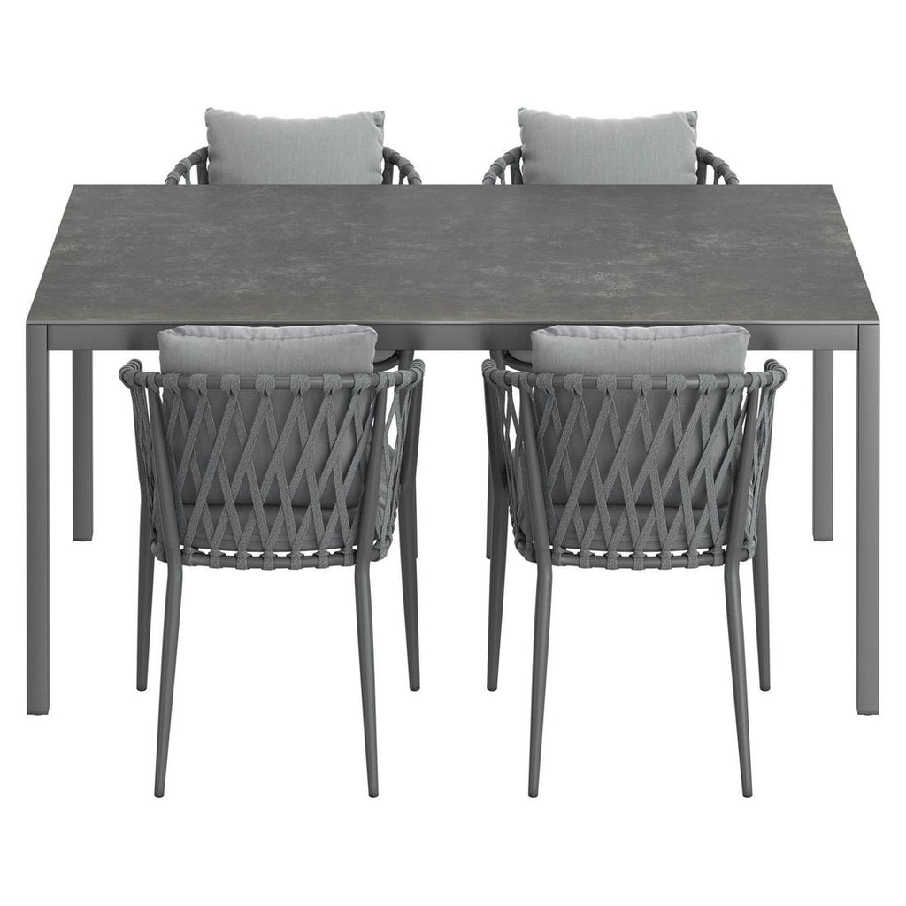 Hagemøbelsett Sunrepo 4 plasser, aluminium/tau montert på terrasse
