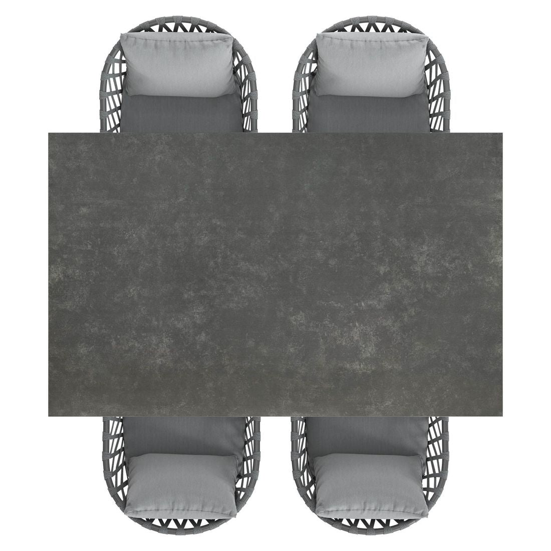 Hagemøbelsett Sunrepo 4 plasser, aluminium/tau nærbilde bordplate