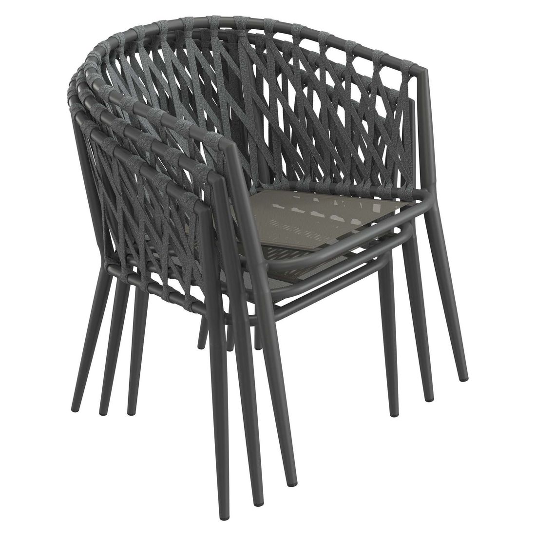 Hagemøbelsett Sunrepo 4 plasser, aluminium/tau bord og stoler sammen