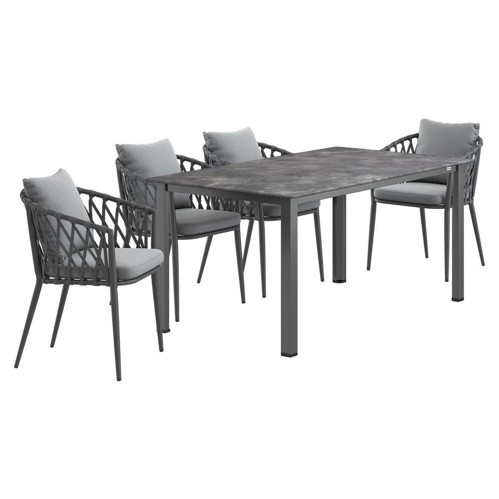 Hagemøbelsett Sunrepo 4 plasser, aluminium/tau bakside