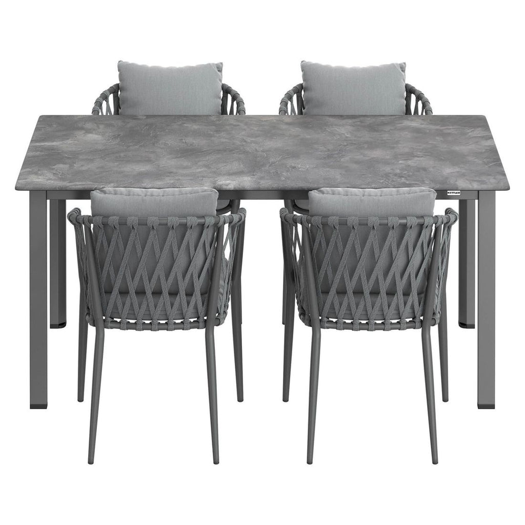 Montert Hagemøbelsett Sunrepo 4 plasser, aluminium/tau på terrasse