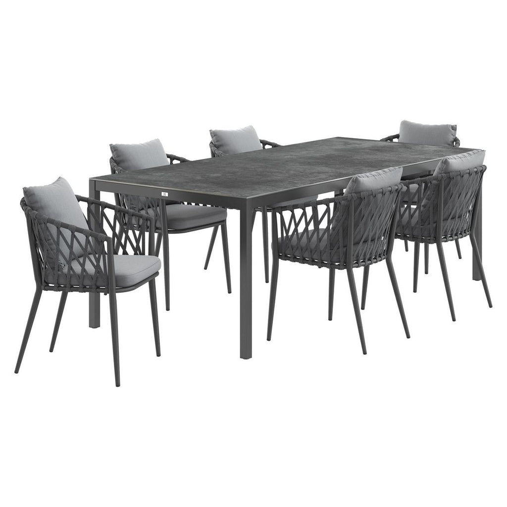 Hagemøbelsett Sunrepo 6 plasser aluminium tau bakside