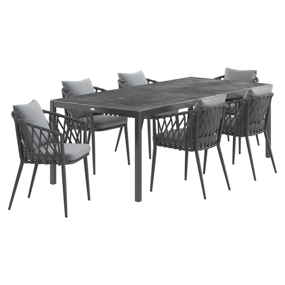 Hagemøbelsett Sunrepo 6 plasser aluminium tau bakside
