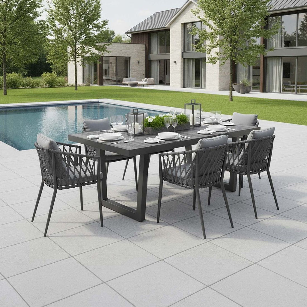 Hagemøbelsett Sunrepo 6 plasser aluminium forfra